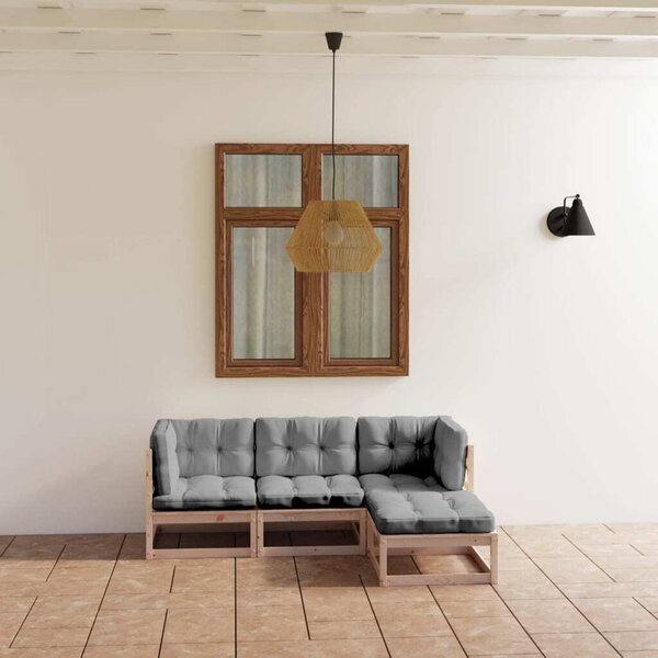 Maison Exclusive – 4-dielna záhradná súprava s vankúšmi z masívneho borovicového dreva