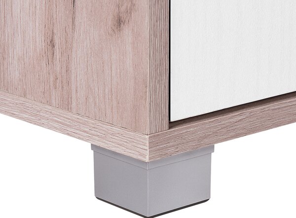 TV nábytok svetlá farba dreva biela drevovláknitá doska polypropylén 41 x 180 x 37 cm škandinávsky elegantná trendy multifunkčné obývačka