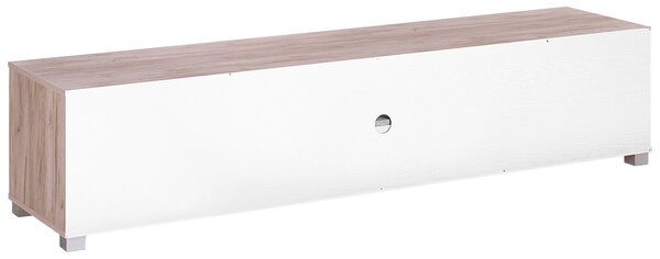 TV nábytok svetlá farba dreva biela drevovláknitá doska polypropylén 41 x 180 x 37 cm škandinávsky elegantná trendy multifunkčné obývačka