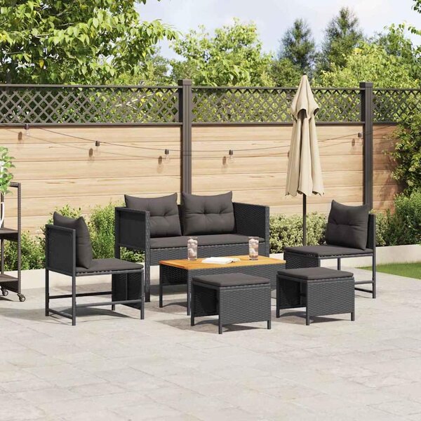 Maison Exclusive - Záhradný nábytok s vankúmi 6 ks ierny Poly-rattan