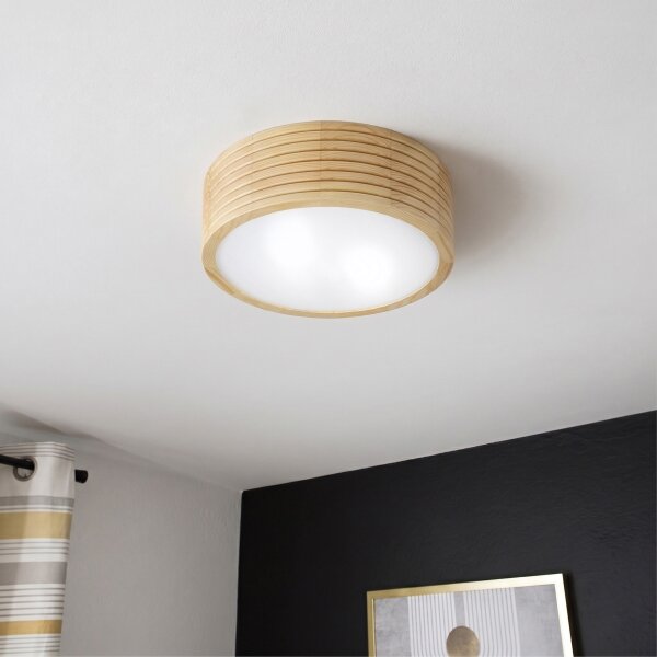 Kúpeľňové stropné svietidlo NATURAL MODERN 2xE27/15W/230V pr. 27,5 cm borovica