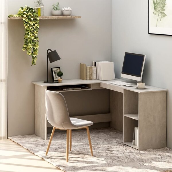Maison Exclusive – rohový písací stôl v tvare L, betónovo sivý, 120 x 140 x 75 cm, drevený materiál
