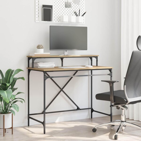 Maison Exclusive – písací stôl z drevovláknitej dosky s povrchovou úpravou imitujúcou artézanské dubové drevo, rozmer 100 x 50 x 90 cm
