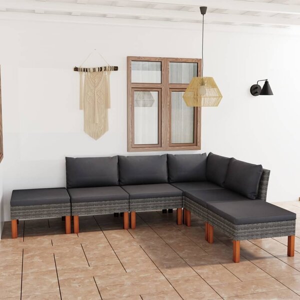 Maison Exclusive – 6-dielna záhradná súprava s vankúšmi Poly Rattan Grey