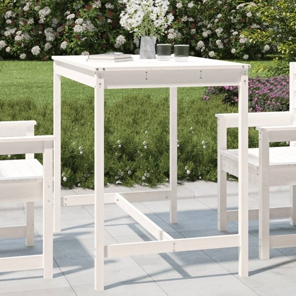 Maison Exclusive - Záhradný stôl Biely 121x82,5x110 cm Masívne drevo Borovica