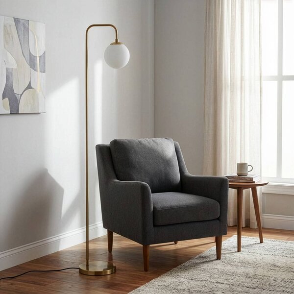 Stojacia lampa Viran, antická zlatá, sklo, výška 146 cm, E14, Mosadz / zlato, Obývacia izba / jedáleň, kov, Stojaca lampa