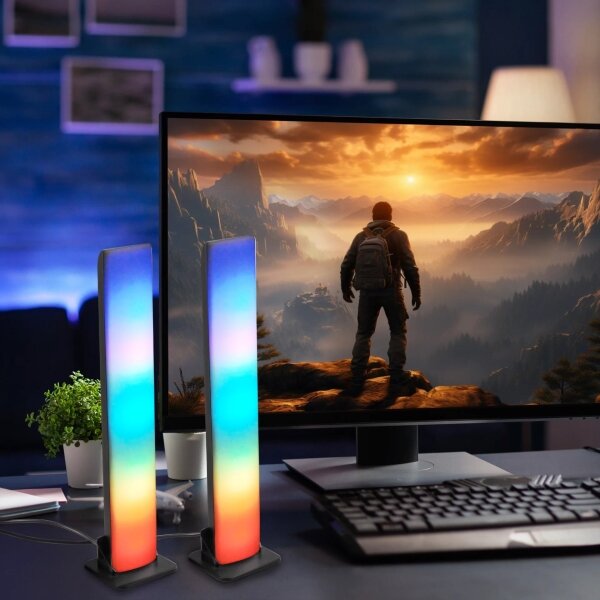 SADA 2x LED RGB Stmievateľná stolná lampa LED/5W/5V + diaľkové ovládanie