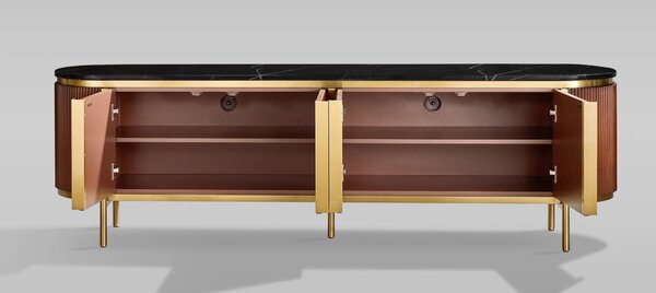 LivinHill TV stolík Stilig 200 cm čierny mramor/gaštan