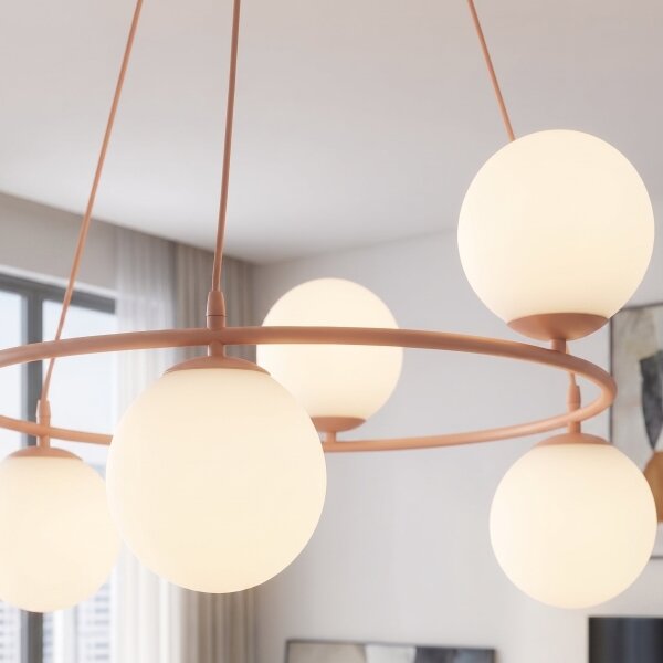 Luster na lanku AZURA 6xE14/10W/230V ružová/biela