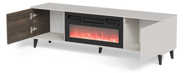 HALMAR TV stolík Random 180 cm s krbom kašmír/orech