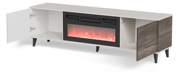 HALMAR TV stolík Random 180 cm s krbom kašmír/orech