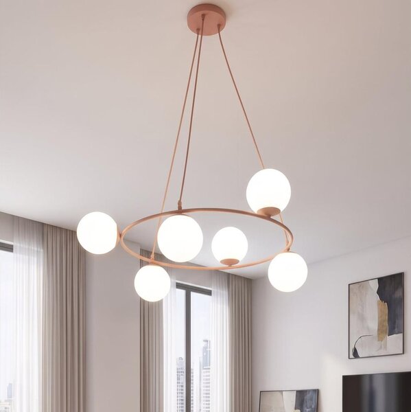 Luster na lanku AZURA 6xE14/10W/230V ružová/biela