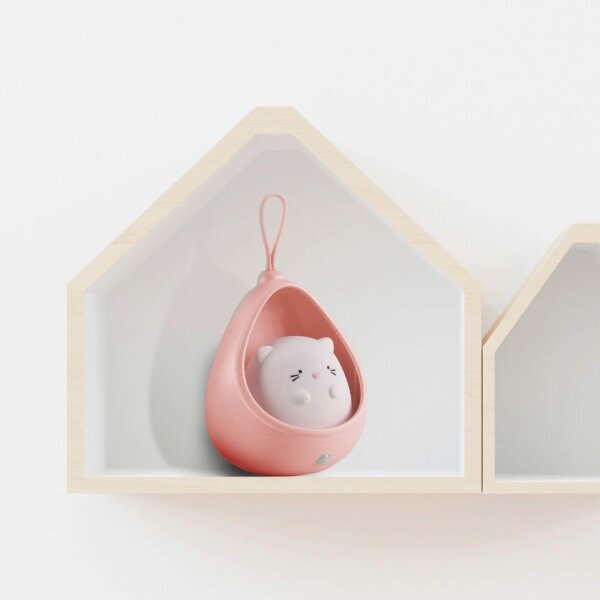 LED Detské orientačné svietidlo so senzorom KITTY LED/0,5W/5V USB ružová