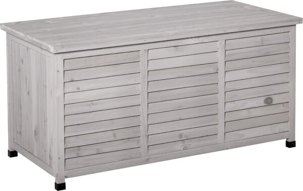 Outsunny záhradný box, box na vankúe, úloný box, úloný box, záhradná truhlica, odolný voi poveternostným vplyvom, masívne drevo, 127 x 56 x 60 cm, sivá