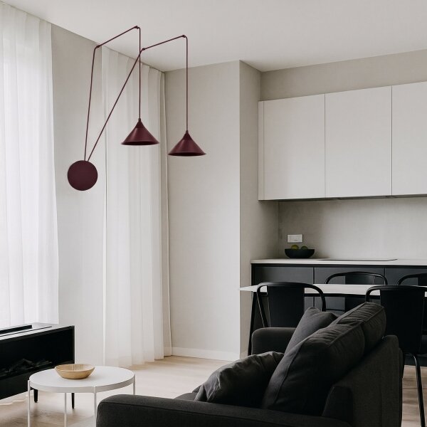 Luster na lanku ABRAMO 2xE27/15W/230V červená