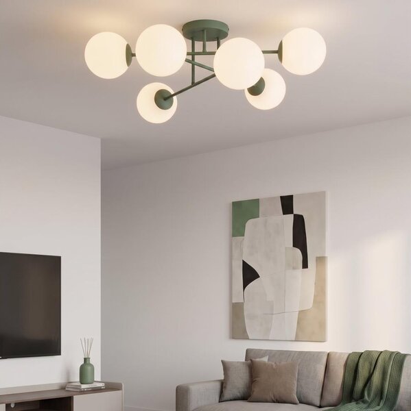 Prisadený luster ROMA 6xE14/10W/230V zelený