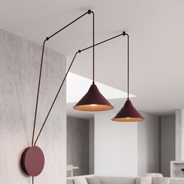Luster na lanku ABRAMO 2xE27/15W/230V červená