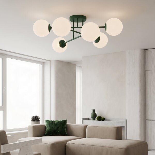 Prisadený luster ROMA 6xE14/10W/230V zelený