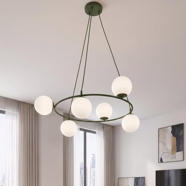 Luster na lankách AZURA 6xE14/10W/230V zelená/biela