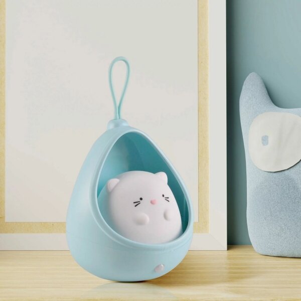 LED Detské orientačné svietidlo so senzorom KITTY LED/0,5W/5V USB modrá