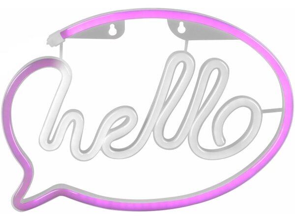 LED Neónová nástenná dekorácia HELLO LED/3W/3xAA USB ružová