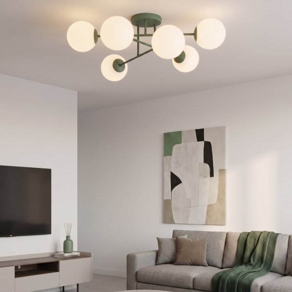 Prisadený luster ROMA 6xE14/10W/230V zelený