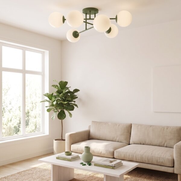 Prisadený luster ROMA 6xE14/10W/230V zelený