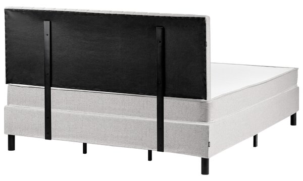 Kontinentálna posteľ s čelom sivá polyester čalúnený rám 180 x 200 cm pružinový matrac spálňa