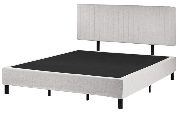 Kontinentálna posteľ s čelom sivá polyester čalúnený rám 180 x 200 cm pružinový matrac spálňa