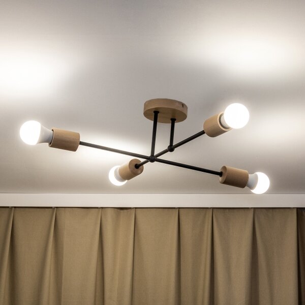 Prisadený luster CAMBRIDGE 4xE27/15W/230V borovica