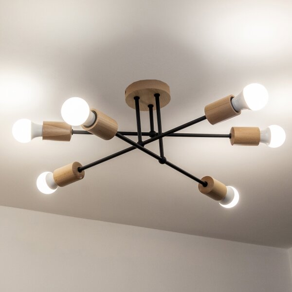 Prisadený luster CAMBRIDGE 6xE27/15W/230V borovica