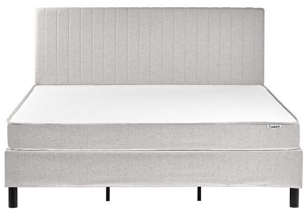 Kontinentálna posteľ s čelom sivá polyester čalúnený rám 180 x 200 cm pružinový matrac spálňa