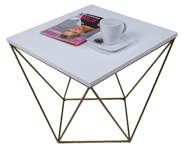 Konferenčný stolík DAMA, 50x45x50, zlatá/biela