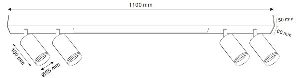 LED Stropné svietidlo PARIS LED/24W/230V + 4xGU10/10W čierna