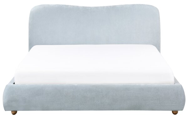 Posteľ s úložným priestorom svetlomodrá ženilkové čalúnenie 160 x 200 cm minimalistický moderný dizajn spálňa