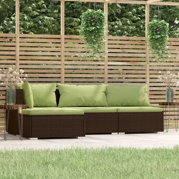 Maison Exclusive – 4-dielna záhradná súprava s vankúšmi, hnedá, polyratan