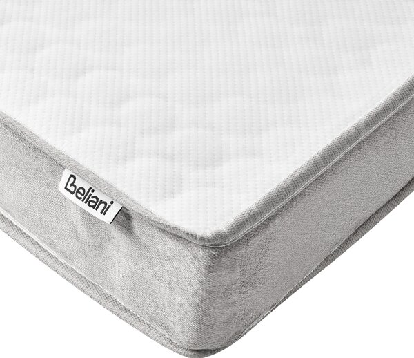 Kontinentálna posteľ s čelom sivá polyester čalúnený rám 180 x 200 cm pružinový matrac spálňa
