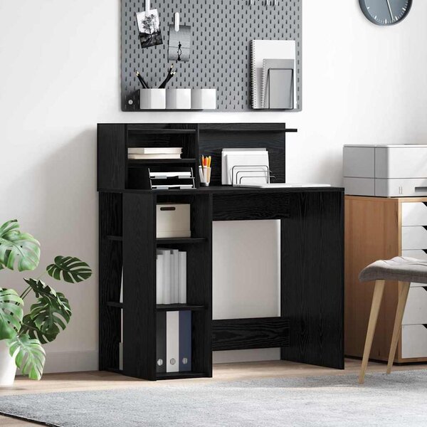 Maison Exclusive – písací stôl, ierna farba, vzhad dubového dreva, materiál: drevotrieska