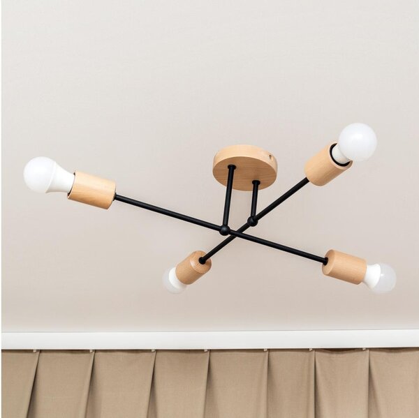 Prisadený luster CAMBRIDGE 4xE27/15W/230V borovica