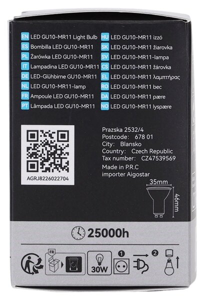 LED žiarovka MR11 GU10/4W/230V 3000K čierna - BRILAGI