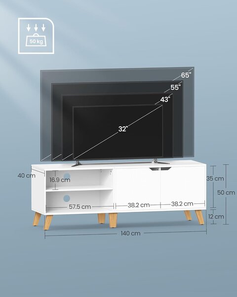 SONGMICS TV stolík Vasagle Indigo biely