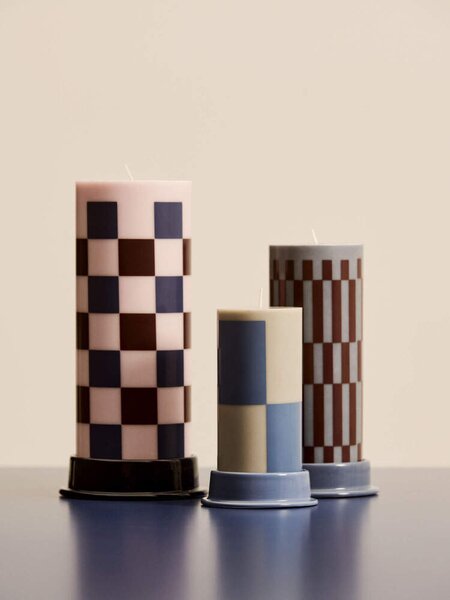 HAY Sviečka Column Candle Small, grey and blue