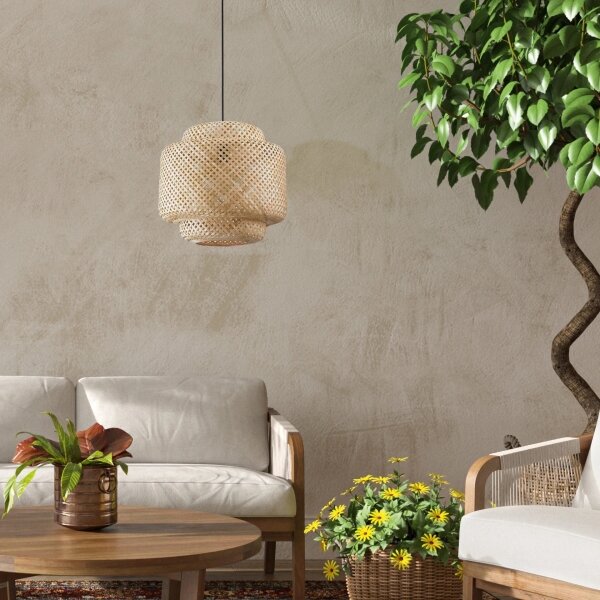 Luster na lanku BERTA 1xE27/20W/230V pr. 40 cm bambus
