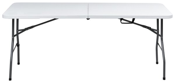 Záhradný jedálenský stôl biely syntetický materiál 180 x 74 cm pre 6 osôb obdĺžnikový skladací kovové nohy minimalistický štýl