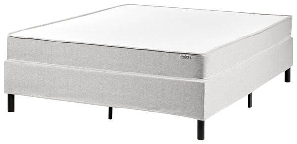 Kontinentálna posteľ bez čela sivá polyester čalúnený rám 140 x 200 cm pružinový matrac spálňa