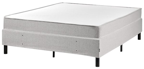 Kontinentálna posteľ bez čela sivá polyester čalúnený rám 140 x 200 cm pružinový matrac spálňa