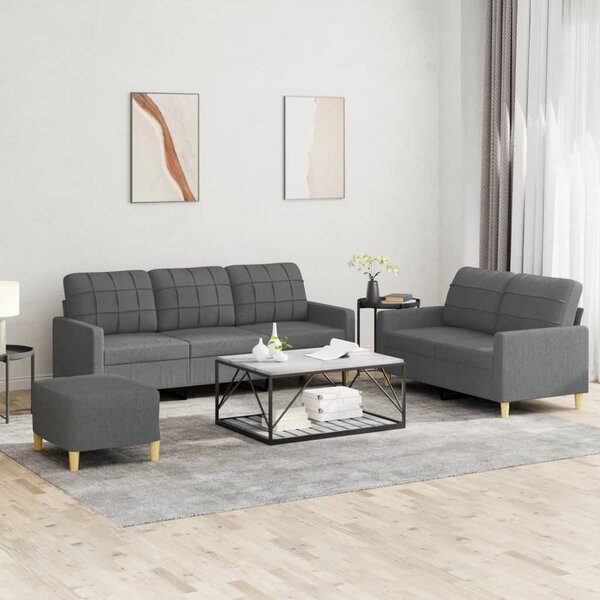 Maison Exclusive – 3-dielna sedacia súprava s vankúmi, tmavosivá látka