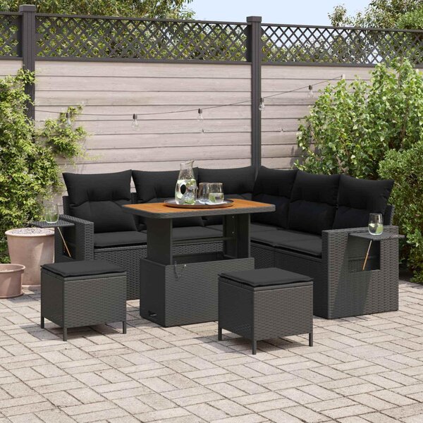 Maison Exclusive - Záhradný nábytok s vankúmi 8 ks ierny Poly-rattan