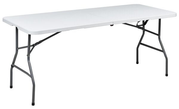 Záhradný jedálenský stôl biely syntetický materiál 180 x 74 cm pre 6 osôb obdĺžnikový skladací kovové nohy minimalistický štýl