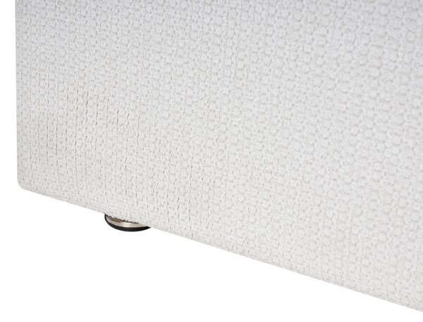 Posteľ s úložným priestorom svetlobéžová látkové čalúnenie 180 x 200 cm s čelom a roštom moderný minimalistický štýl spálňa